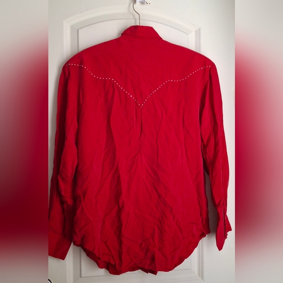 Longhorn by nivel western wear usa vintage red beaded top blouse shirt small - Picture 12 of 16